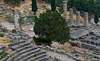 Temple of Apollo & Delphi Theater Parnassus limestone ancient Greece stock photos